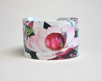 Floral Cuff Bracelet Unique Flower Jewelry for Her