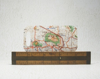 Kilimanjaro Luggage Tag, Unique Gift for Hiker, Mountain Climber, Africa Tanzania Map, Seven Summits Bag Tag