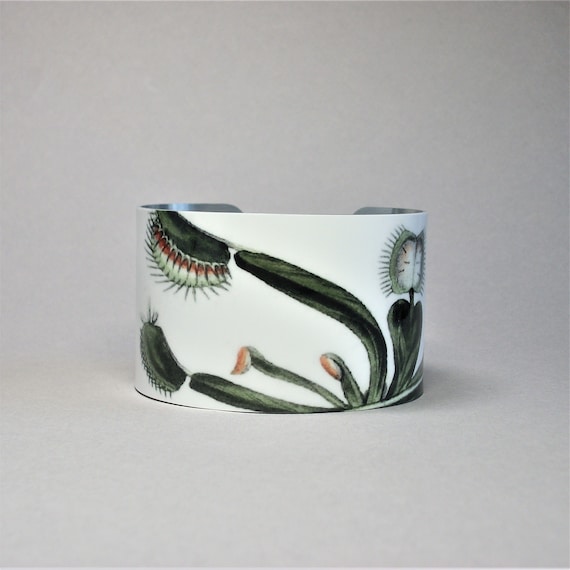 Venus Fly Trap Cuff Bracelet - Botanical Illustration Jewelry