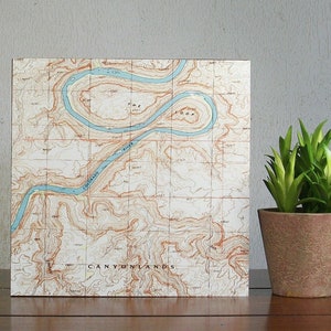 Canyonlands National Park Utah Colorado River Map Block Gift