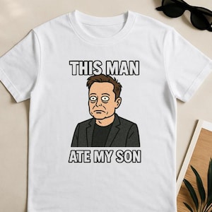 Elon Muh Tシャツ - 「This Man Ate My Son」漫画パロディTシャツ - シュールなユーモアグラフィックTシャツ | インターネットジョークシャツ