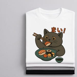 Sushi Cat Shirt, Japanese Graphic T-Shirt, Anime Cat TShirt, Funny Cat Tee, Cats, Crazy Shirts, Cool Graphic Unisex T-Shirts