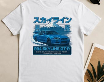 JDM R34 Skyline GT-R T-Shirt: Retro Japanese Car Graphic Tee