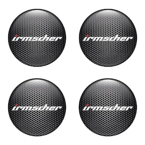 Set x 4 pcs Irmscher domed epoxy emblems/Wheel Center Hub Caps Of Rims/3D Self adhesive stickers/Handmade epoxy resin badges/ High quality