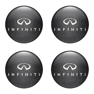 Set x 4  Infiniti Domed epoxy emblems/Wheel Center Hub Caps Of Rims/3D Self adhesive stickers/Handmade epoxy resin badges/High quality