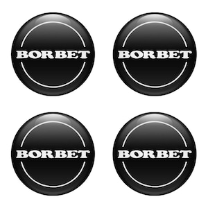 Set x 4  Borbet Wheel Centre Hub Caps/Domed epoxy emblem/Self Adhesive Stickers for car interior, Laptop and Phone/High quality Handmade