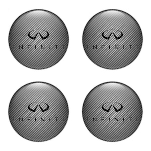 Set x 4  Infiniti Wheel Centre Hub Caps/Domed epoxy emblem/Self Adhesive Stickers for car interior, Laptop and Phone/High quality Handmade