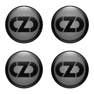 Set of 4 pcs OZ Wheel Centre Hub Caps/Domed epoxy emblem/3D Self Adhesive Stickers for car interior, Laptop and Phone/High quality Handmade
