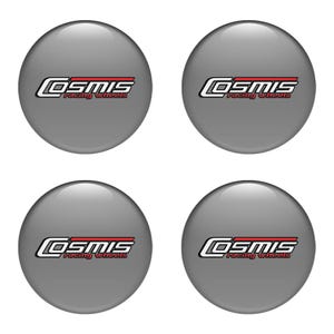 Set x 4 pcs Cosmis Wheel Centre Hub Caps/Domed epoxy emblem/Self Adhesive Stickers for car interior, Laptop and Phone/High quality Handmade