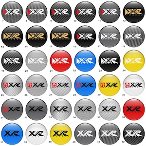 Set of 4 pcs XXR Wheel Centre Hub Caps/Domed epoxy emblem/Self Adhesive Stickers for car interior, Laptops and Phones/Epoxy resin badges