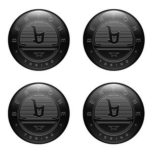Set x 4 pcs Bertone Wheel Centre Hub Caps/Domed epoxy emblem/Self Adhesive Stickers for car interior, Laptop and Phone/High quality Handmade