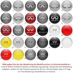 Set x 4  Infiniti Wheel Center Hub Caps/Domed epoxy emblem/Self Adhesive Stickers for car interior, Laptop and Phone/High quality/Handmade