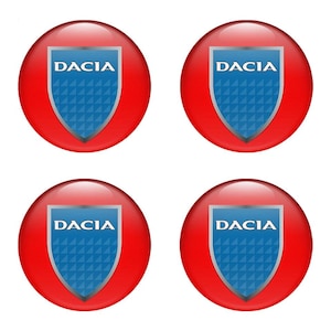Set x 4 pcs Dacia Domed epoxy emblems/Wheel Center Hub Caps Of Rims/3D Self adhesive stickers/Handmade epoxy resin badges/Epoxy resin badges