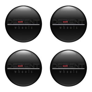 Set x 4 pcs Dezent Wheel Centre Hub Caps/Domed epoxy emblem/Self Adhesive Stickers for car interior, Laptop and Phone/High quality Handmade