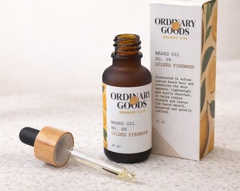 Gilded Firewood Beard Oil - Tobacco, Vanilla and Pine | Natural Vegan Beard Oil for Men | Softens & Conditions