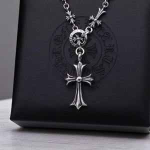 Sterling Silber Kreuz Halskette - Gothic Punk Anhänger für Herren & Damen