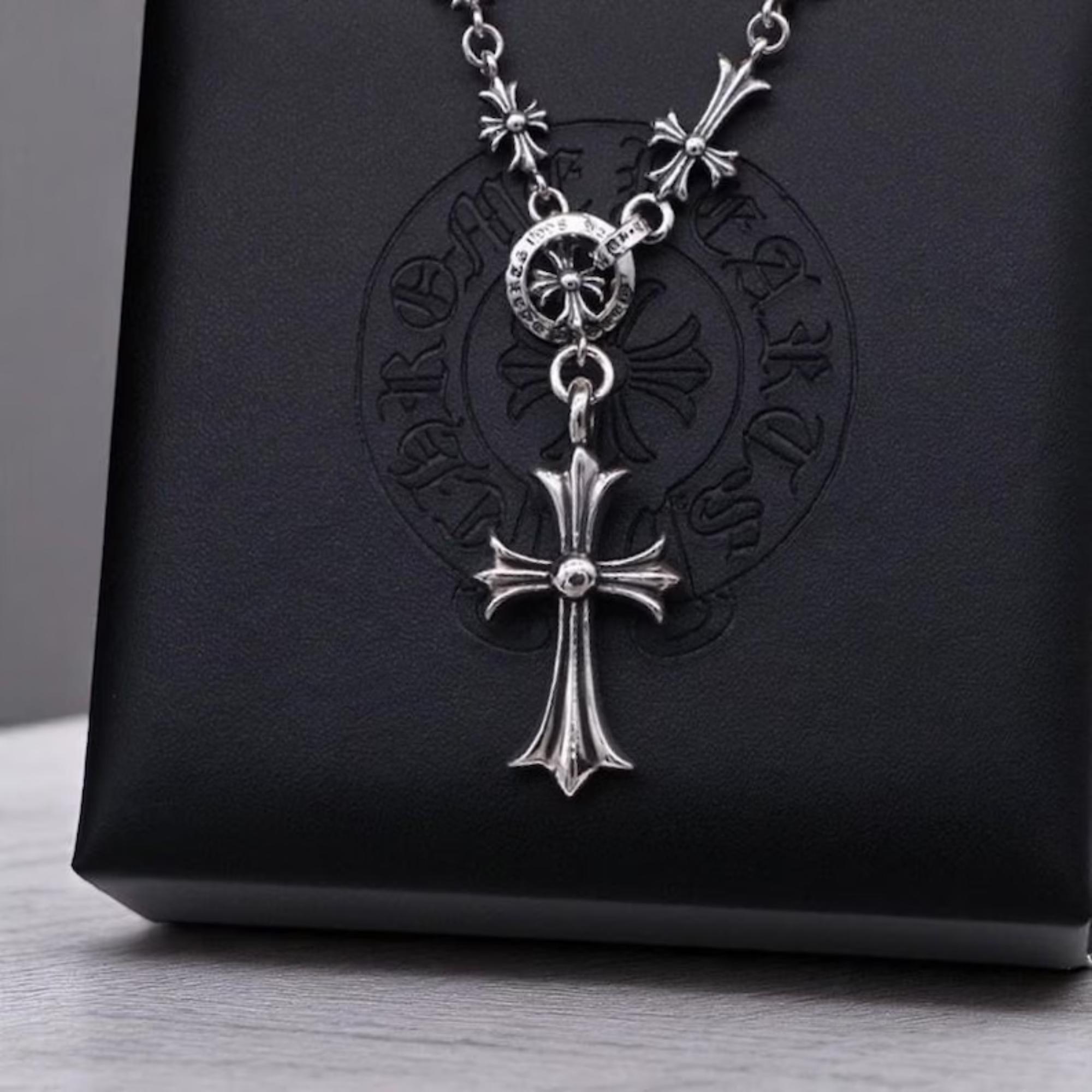 アクセサリー Chrom hearts Small CH Cross Pendant Chrome Hearts 925 Silver Tiny CH Cross with One Ball Charm