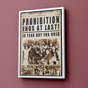 End At Last Prohibition 1933 Repeal - Newspaper Art Print Portrait Vintage Poster Canvas Wall Art Décor Gift Bar Decor
