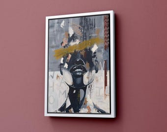 Tribal Oil Painting Canvas Print: African Art Wall Decor