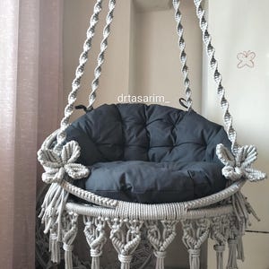 Macrame Swing Garden macrame swing, Macrame round chair, Macrame patio swing chair, Macrame Hammock