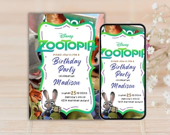 Zootopia Birthday Invitation | Editable Zootopia Party Invite | Digital Zootopia Invitate, Printable Kids Birthday Invite | Instant Download