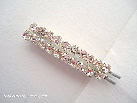 Bridal Prom Rhinestones Bobby Pins Sparkly Clear Diamond Look Rhinestones Minimalist Simple Decorative Wedding Jeweled Hair Accessories