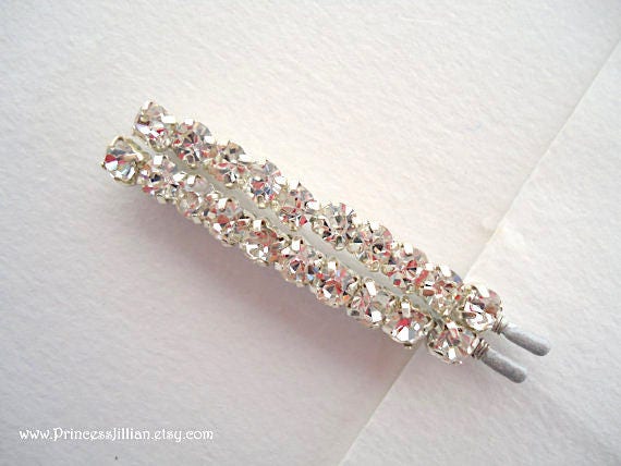 Bridal Prom Rhinestones Bobby Pins Sparkly Clear Diamond Etsy
