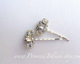 Horquilla para el cabello con pendiente vintage - Sencillos accesorios para el cabello estilo art déco con pedrería transparente, estilo Gran Gatsby, brillantes y glamurosos, ideales para bodas.