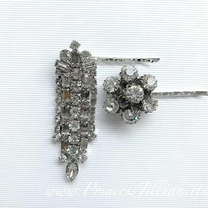 Pendientes vintage para el cabello - Colgante art déco con brillantes diamantes de imitación transparentes, estilo araña, plateado, estilo Gran Gatsby, accesorios para el cabello con joyas de cristal