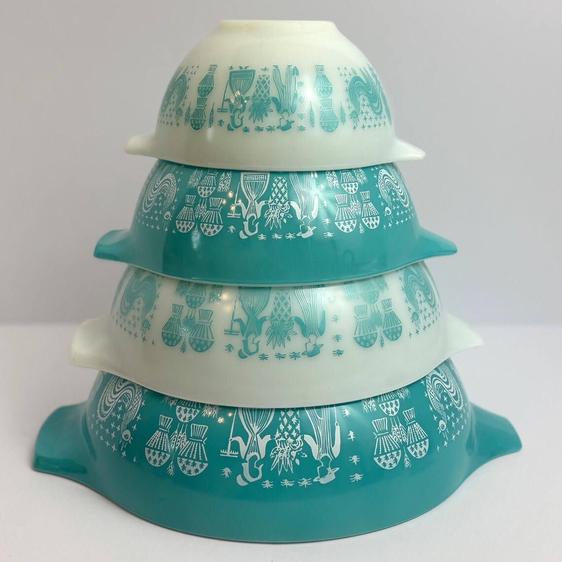 Pyrex Butterprint Set Vintage Pyrex Butterprint Turquoise Cinderella Bowl Set – 4 Piece #441 ...