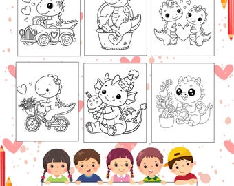 coloring book for kids, dragon and dinosaurs kids