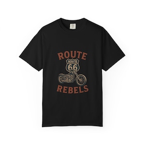 Route 66 Rebels T-Shirt | Vintage Motorcycle Tee, Unisex Apparel, Gift for Bikers, Retro Style, Casual Wear