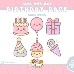 Birthday Emote Pack | TikTok Emote - Discord Emote - Twitch Emote - For Streamers - PNG - Instant Download - Transparent