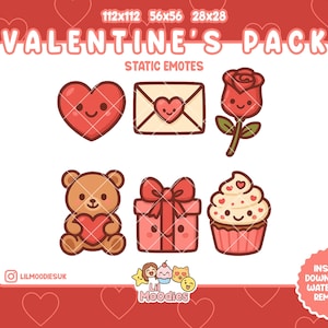 Valentine's Emote Pack | TikTok Emote - Discord Emote - Twitch Emote - For Streamers - PNG - Instant Download - Transparent