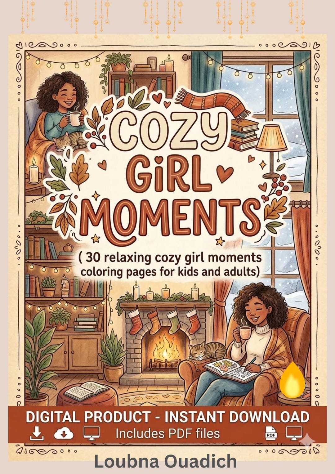 Cozy Girl Moments Coloring Book, Relaxing Scenes, for Kids and Adults ...