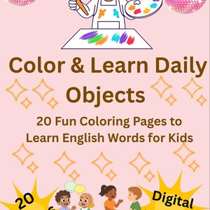 Libro para colorear de vocabulario en inglés para niños: objetos cotidianos imprimibles (PDF)