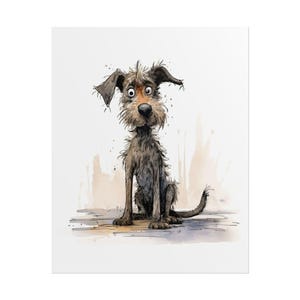 Whimsical Dog Art Poster, Cute Animal Wall Decor, Pet Lover Gift, Fun Nursery Print, Unique Home Decoration