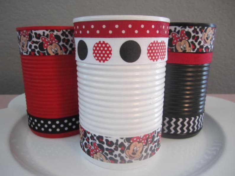 Set of 6 MICKEY and MINNIE Tin Cans