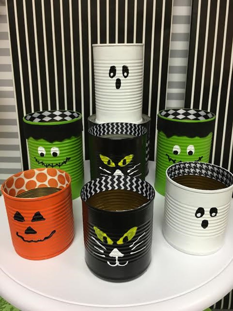 HALLOWEEN TIN CANS Halloween Decor Halloween Recycyled Cans Etsy