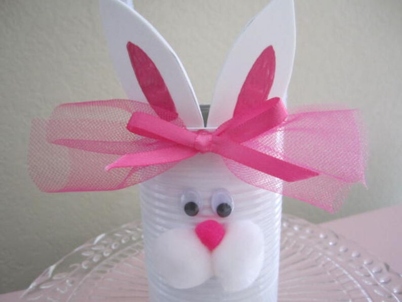 EASTER BUNNY, Decorated Tin Can, Easter Gift, Easter, Easter Treat, Can image 1