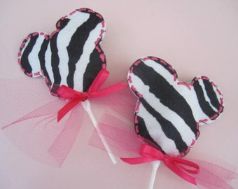 ZEBRA Print MINNIE Mouse, Lollipop Favors, Party Treats, Lollipop Covers, Minnie Party, Party Favors, Candy Favors