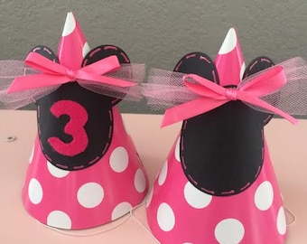 MINNIE MOUSE Party Hats, Party Hats, Party Decorations, Minnie Mouse, Minnie Mouse Party, Polka Dot Hats
