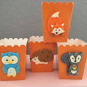 WOODLANDS Treat BOXES, Felt Animals, Party Boxes, Treat Boxes, Baby Shower, Woodlands Party, Fox Party