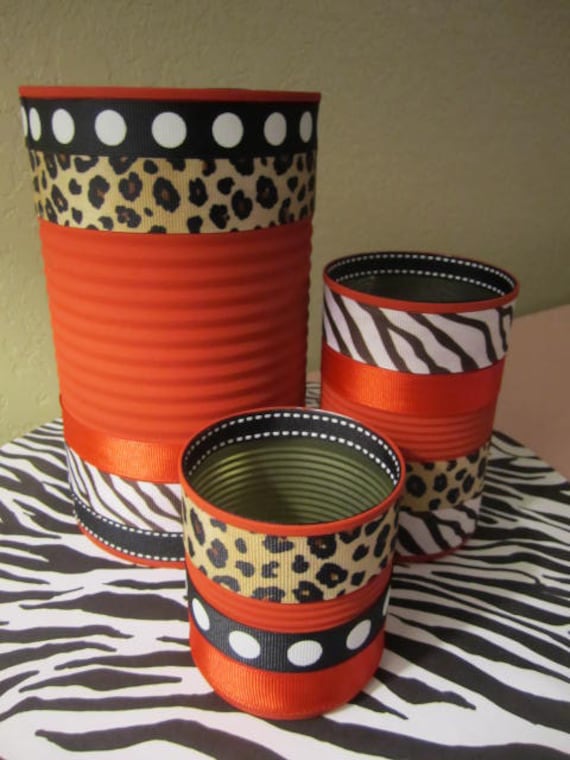 ANIMAL PRINT CANS, Leopard Print, Zebra Print, Recycled Cans Il_570xn