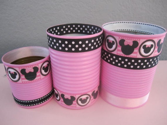 BABY MINNIE MOUSE, Minnie Baby Shower, Recycled Cans, Party Decorations, Tabletop Decorations, Shower Decorations Il_570xn
