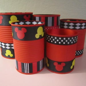 MICKEY MOUSE CANS, Mickey Mouse, Mickey Party, Recycled Cans, Mickey Decorations, Mickey Birthday Party, Mickey Decorations, Mickey Baby image 1