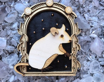Moonlight Rat - Pet Rat - Witch's Rat - Rat Familiar - Rat Halloween Art - Rat Sculpture - FREE SHIPPING