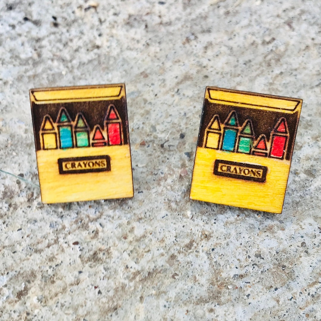 Mini Crayon Box Earrings Teacher Earrings Crayon Box Stud Earrings Mini