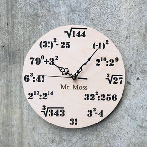 CUSTOM Math Clock-  Engraved Math Gift with name or phrase of your choice - Mathematician Gift - Math Teacher Gift- FREE SHIPPING!