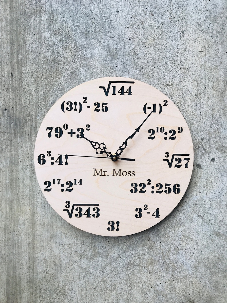 CUSTOM Math Clock Engraved Math Gift With Name Or Phrase Of Etsy Custom math clock engraved math gift with name or phrase of etsy
